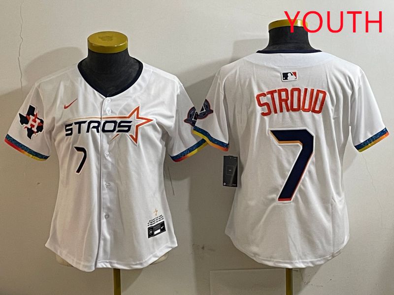 Youth Houston Astros #7 Stroud White Fourth generation Joint Name Nike 2025 MLB Jersey style 6->youth mlb jersey->Youth Jersey